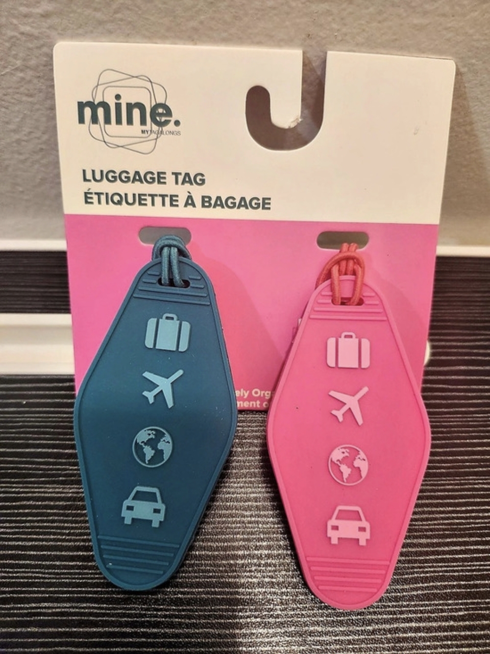 mine. Luggage Tag. Blue & Pink NWT